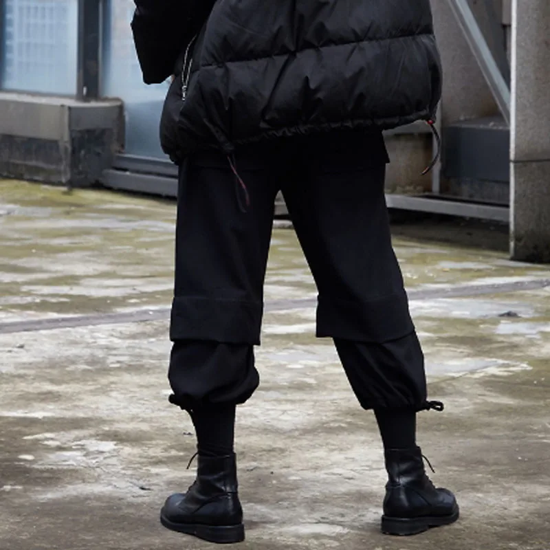 Men's Overalls Spring And Autumn New Personality False Two Pieces Of Fashion Stitching Youth Leisure Loose Pants Large Size