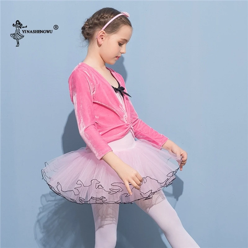 Mode Meisje Ballet Gymnastiek Turnpakje Jas Lange Mouwen Dans Velet Jas Top Jas Kinderen Dans Kleding Jas Wrap Ballet