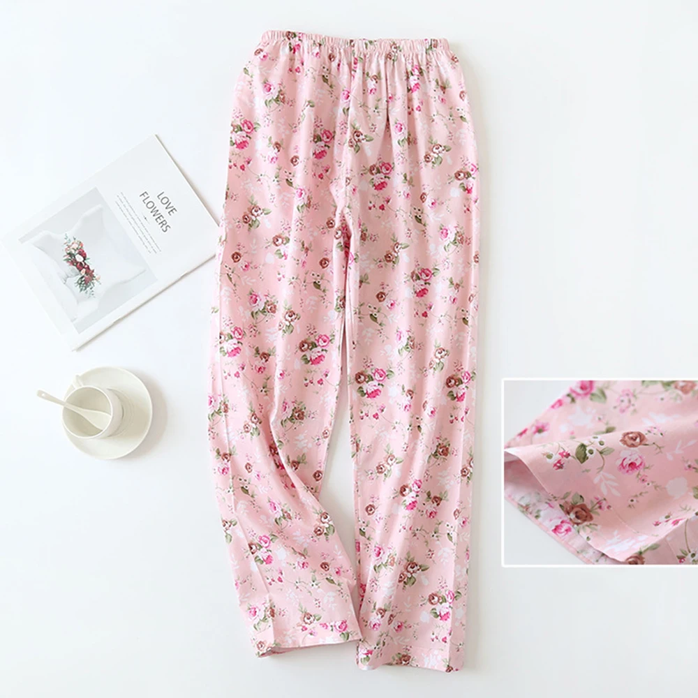 New Printed Cotton Women Pajama Pants Autumn Pyjama Trousers Women Sleep Bottoms Ladies Loose Lounge Wear Home Pants Large Size