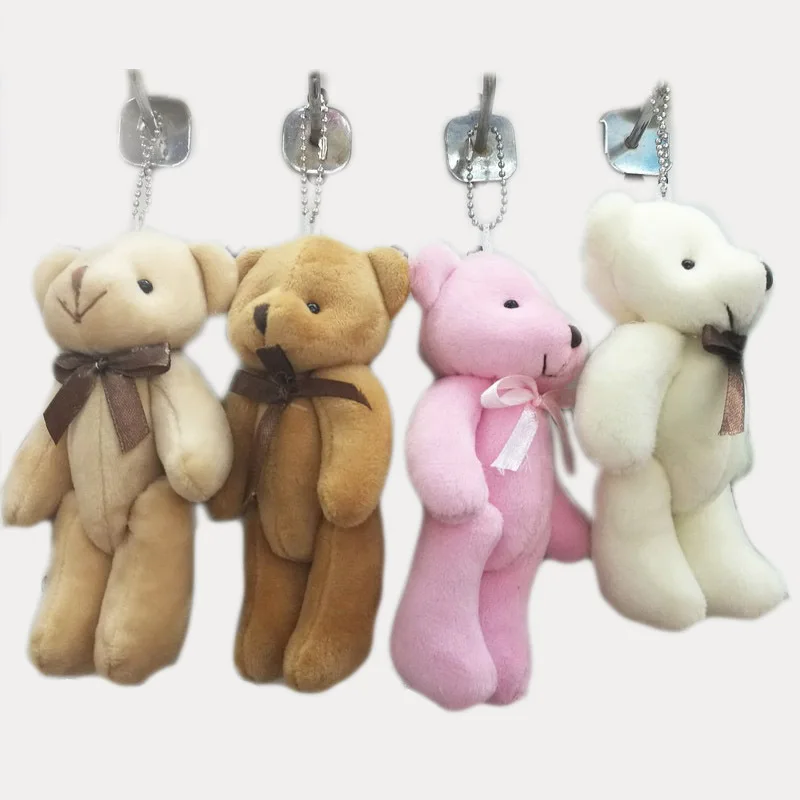 Poupée ours mignon 13CM, pendentif de téléphone portable, matériel de Bouquet de dessin animé, robe de mariage, jouet en peluche, animaux en peluche