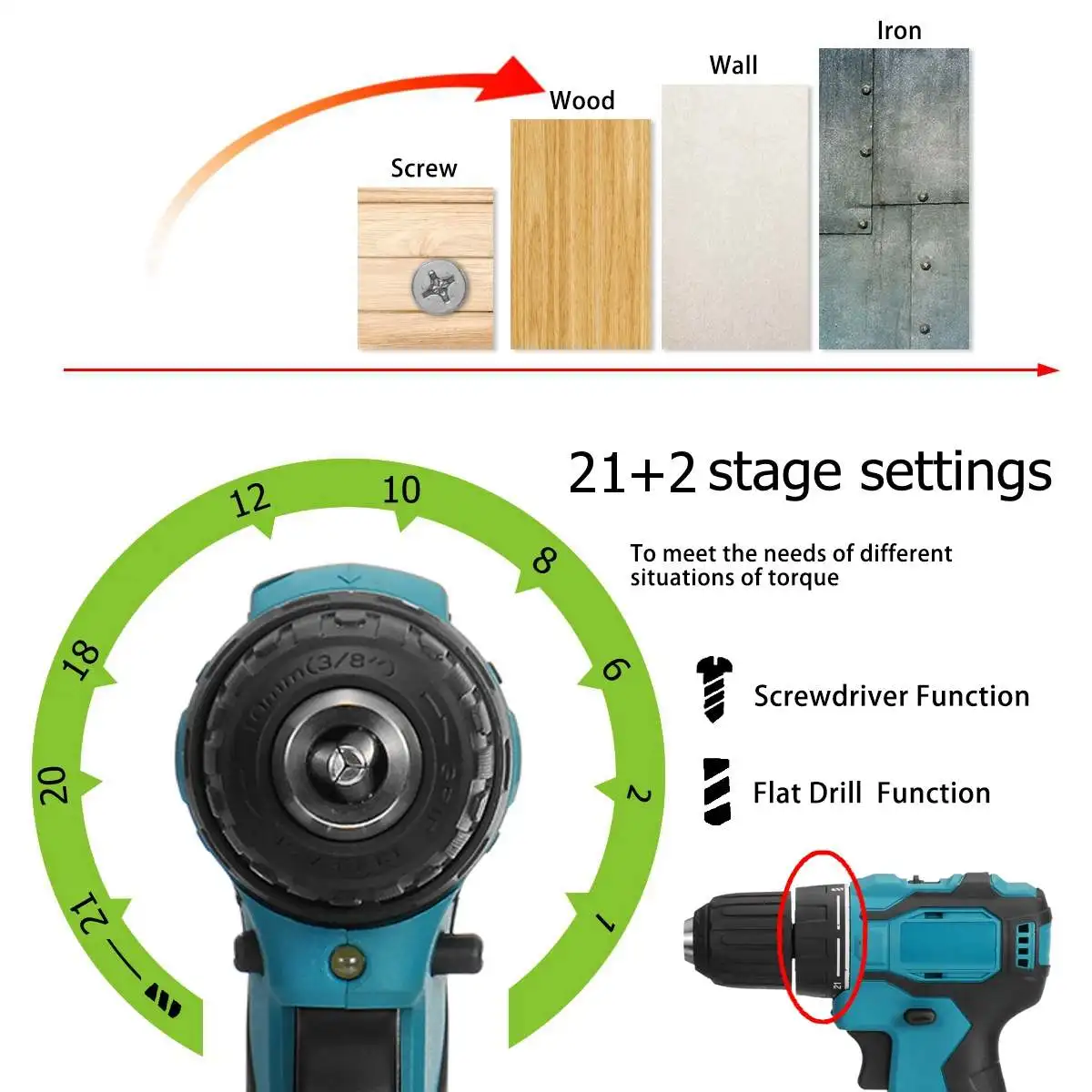 48V Cordless Electric Impact Drill 350Nm Torque Driver Kit Screwdriver Brushless LED Power Tools With 1xBattery and Box