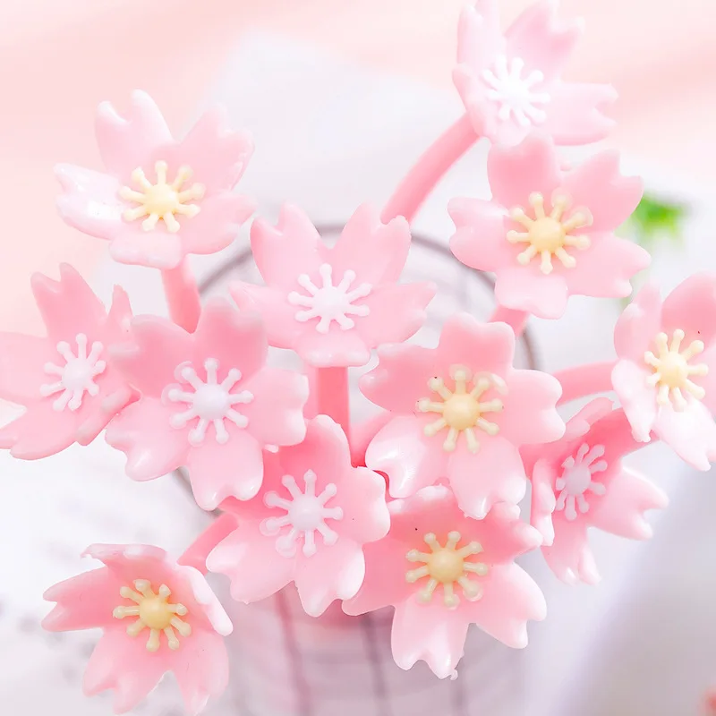 50PCS/lot Korea Creative Beautiful Cherry Blossom Gel Pen Hipster Cute Flower Pen Students Exam Writing Signing Pen Stationery