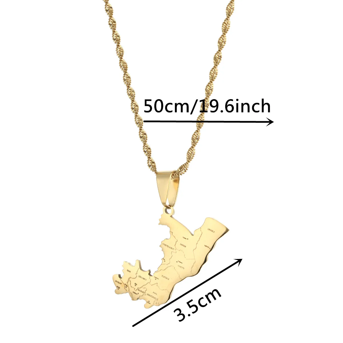 Trendy Ethnic Silver Gold Color Congo Map Pendant Necklaces Women  Brazzaville Ornament Jewelry