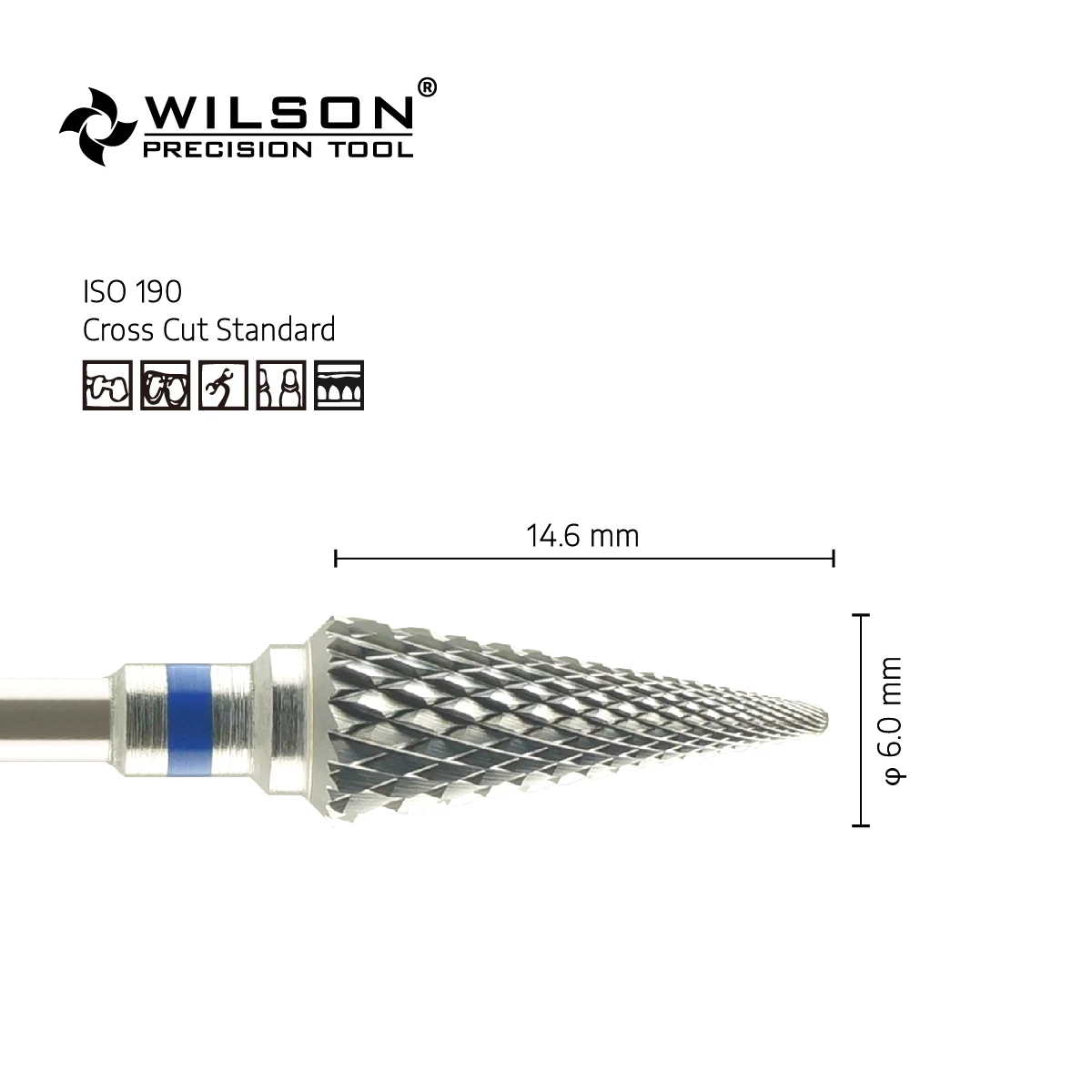 WilsonDental 5000344-ISO 213 190 060 Tungsten Carbide Dental Burs for Trimming Plaster/Acrylic/Metal