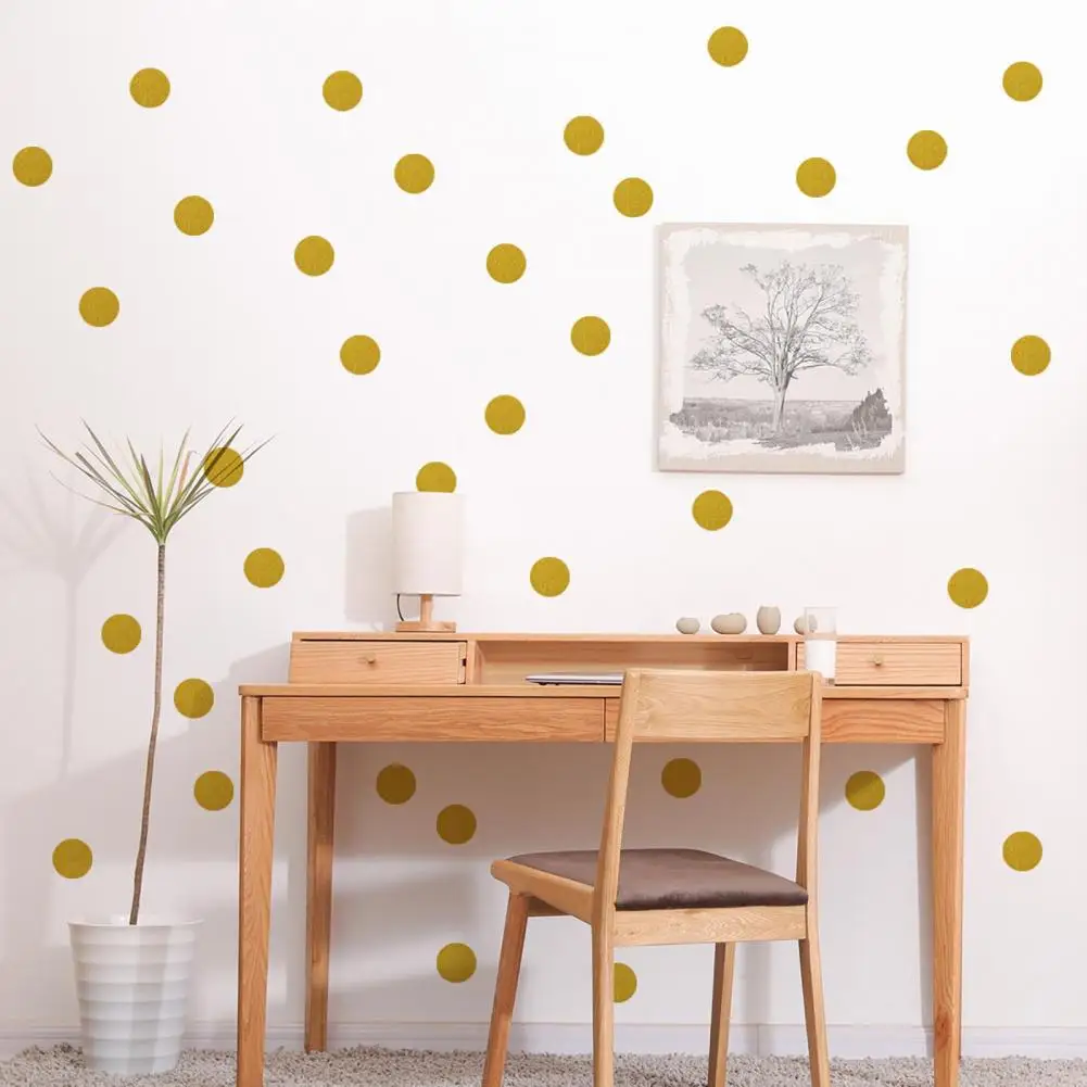 Round 1 Sheet Cute Stylish Lustrous Dot Stickers Solid Color Plane Wall Sticker DIY   for Door