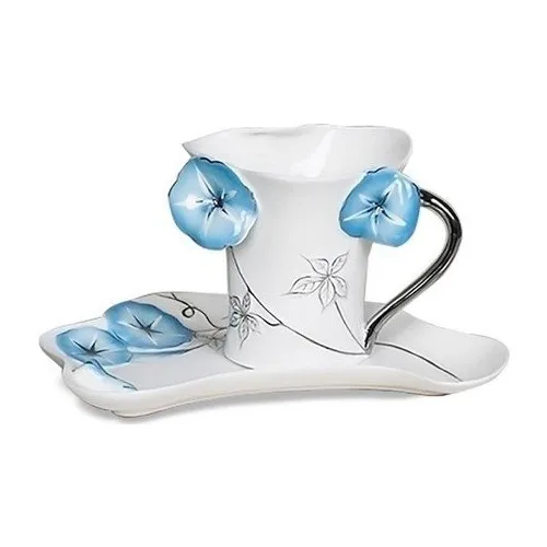 DOLBOVI 4 Piece 2 Person Blue Floral Nature Teacup