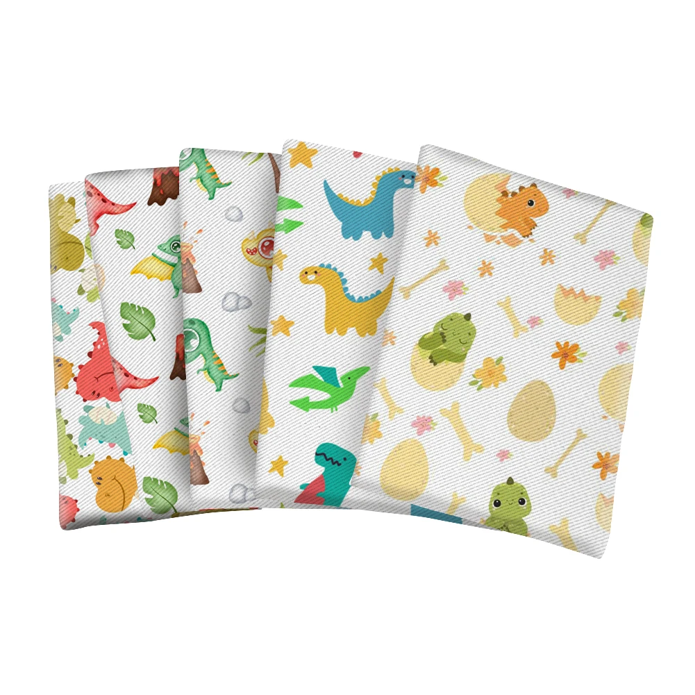 

Cute Cartoon Dinosaur Print Polyester Fabric Twill Fabric for Curtain Pillow Home Textile 50*145cm