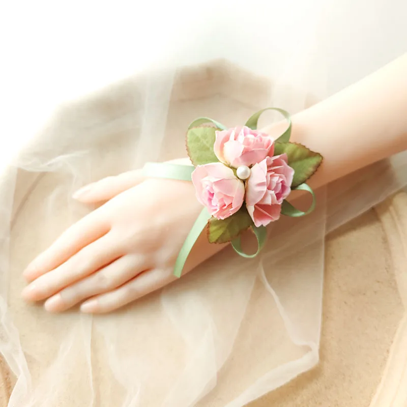 Bridesmaid Bracelet Fleur Wrist Corsage for the Wedding Accessories Bride Mariage Hand Flowers Sister Girl Party Prom Decoration