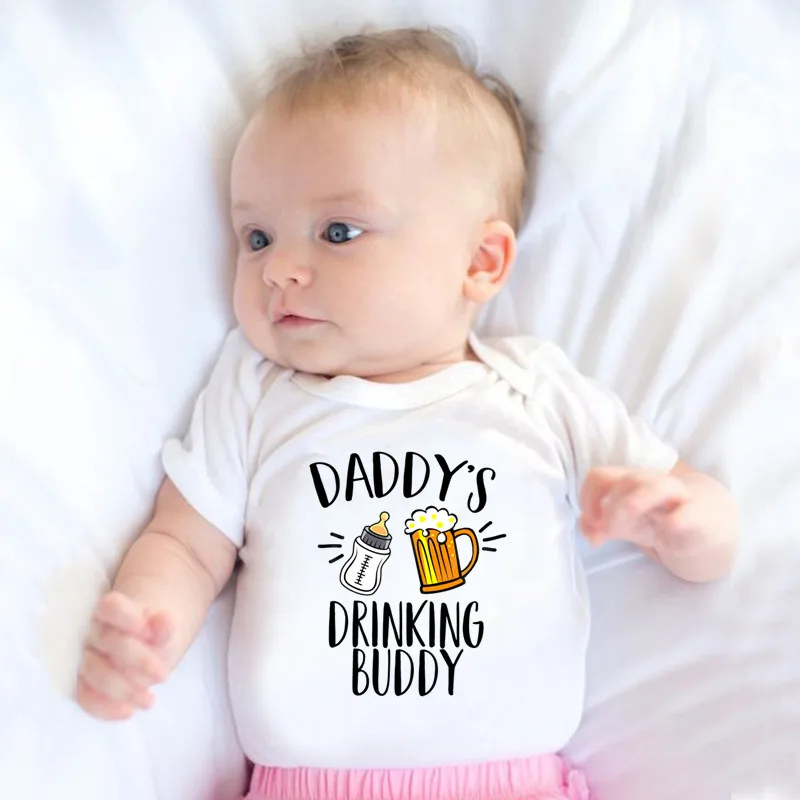 

Baby Girls Clothes Newborn Infant Bodysuits Daddy's Drinking Buddy Print Bebe Romper Onesie Boys Jumpsuit Father's Day Gift