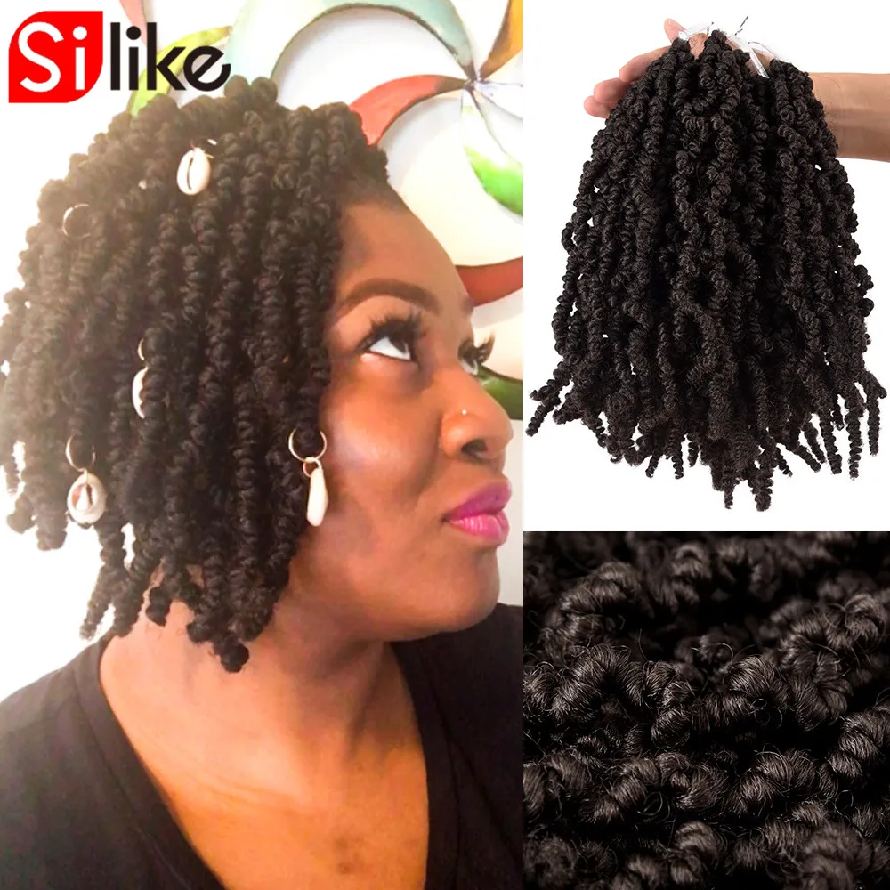 

Silike Bomb Twist 10 inch Fluffy Passion Twists Synthetic Crotchet Braiding Hair Extensions Pre Stretched Ombre Crochet Braids