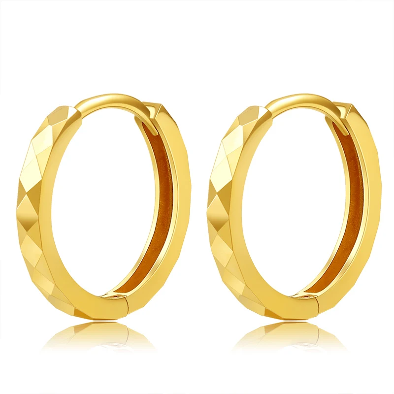 

Pure 18K Yellow Gold Earrings Women AU750 Gold Geometry Hoop Earrings