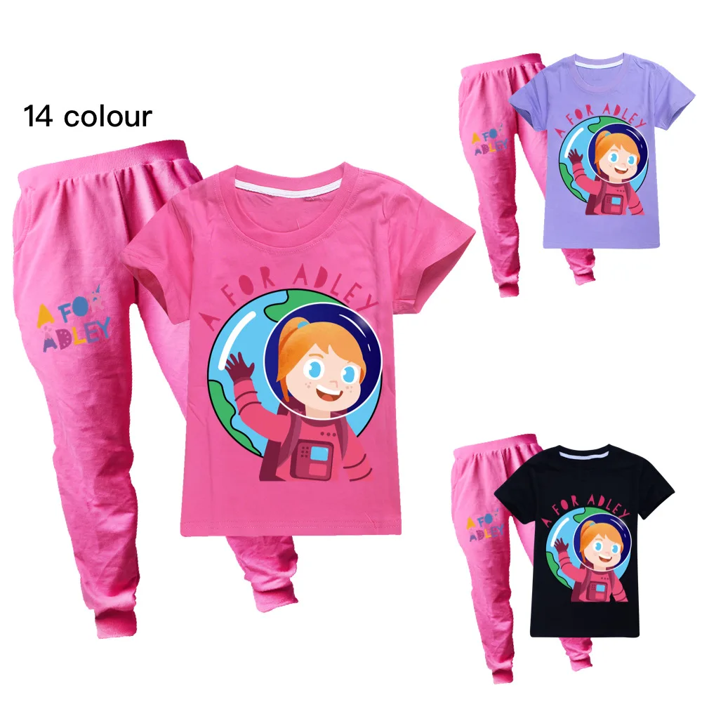 

A for Adley Baby Girl Clothes Short Sleeve Summer Kids T-shirt Tops + Pants Pajamas Set Boys Clothes Game Fashion Clothing