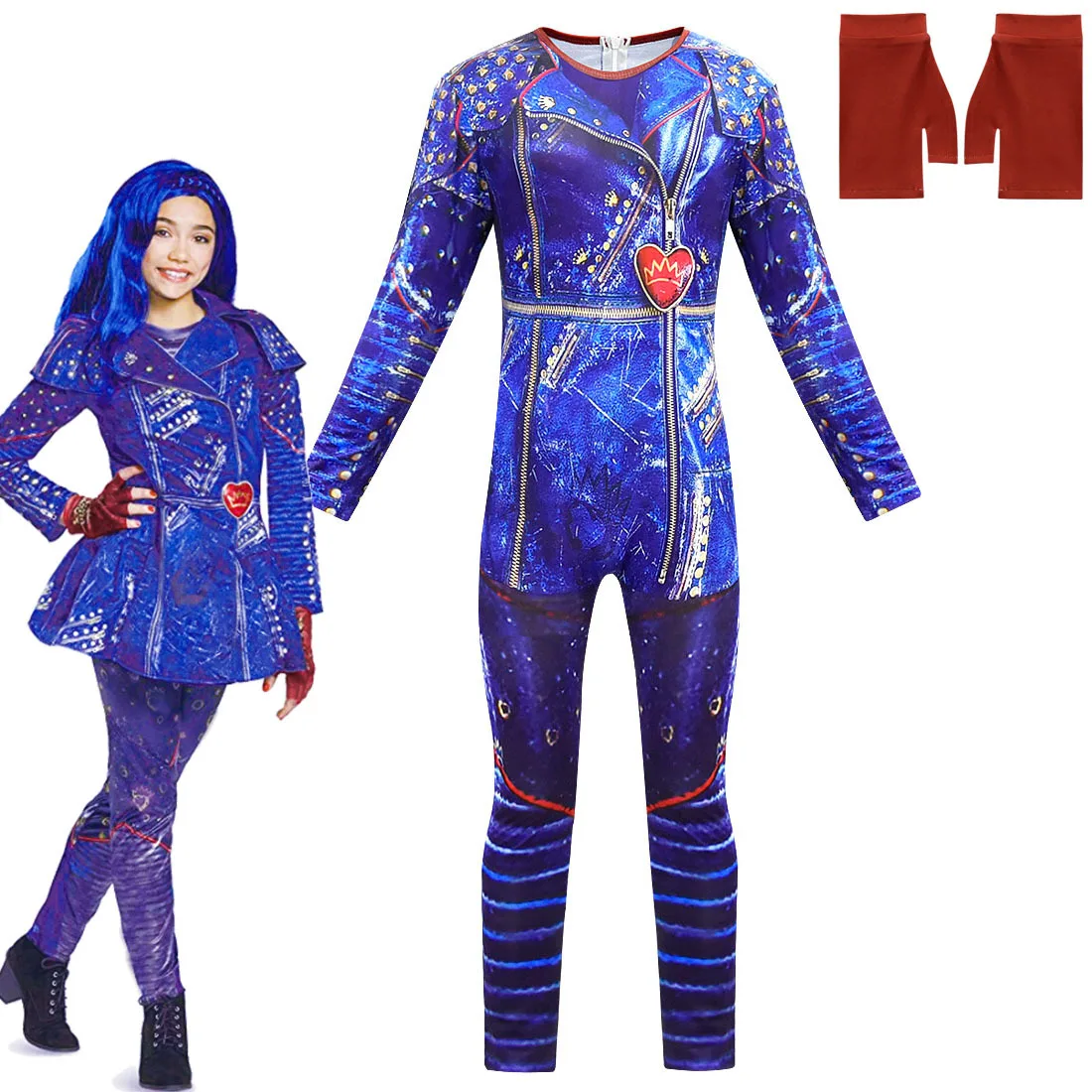 Baby Girls descendants 3 Mal Evie Cosplay queen Audrey Costume for Girl Halloween Carnival Party Clothing 3D Jumpsuits