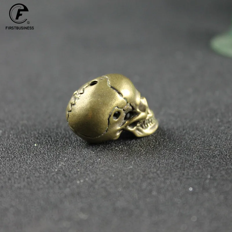 Punk Copper Skull Head Miniatures Figurines Desk Decorations Vintage Brass Home Decor Ornaments Crafts Handmade Antique Men Gift