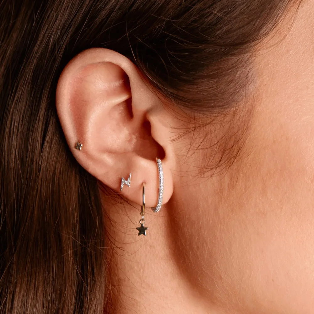 New Design Fashion Charm CZ crystal Stud earrings Geometric long bar Shiny rhinestone big earring 925 silver jewelry women