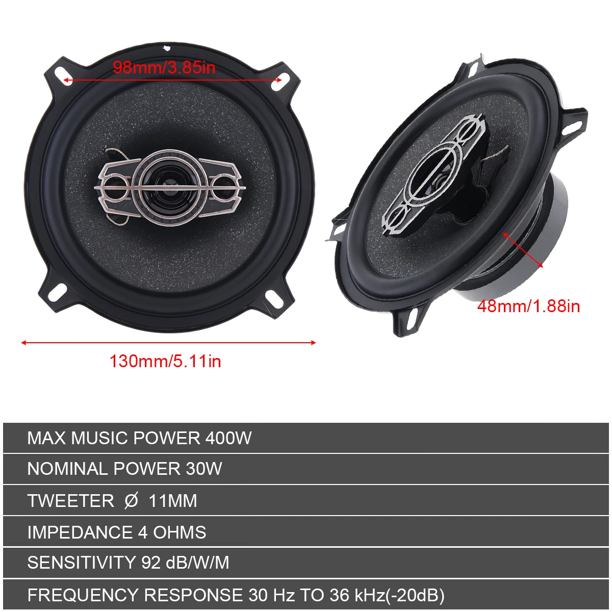 2pcs 5 inch 4 Way Car Coaxial Speaker 400W 13CM Music Stereo Car Door Speakers Bass Subwoofer Hifi Loudspeaker For Car Audio