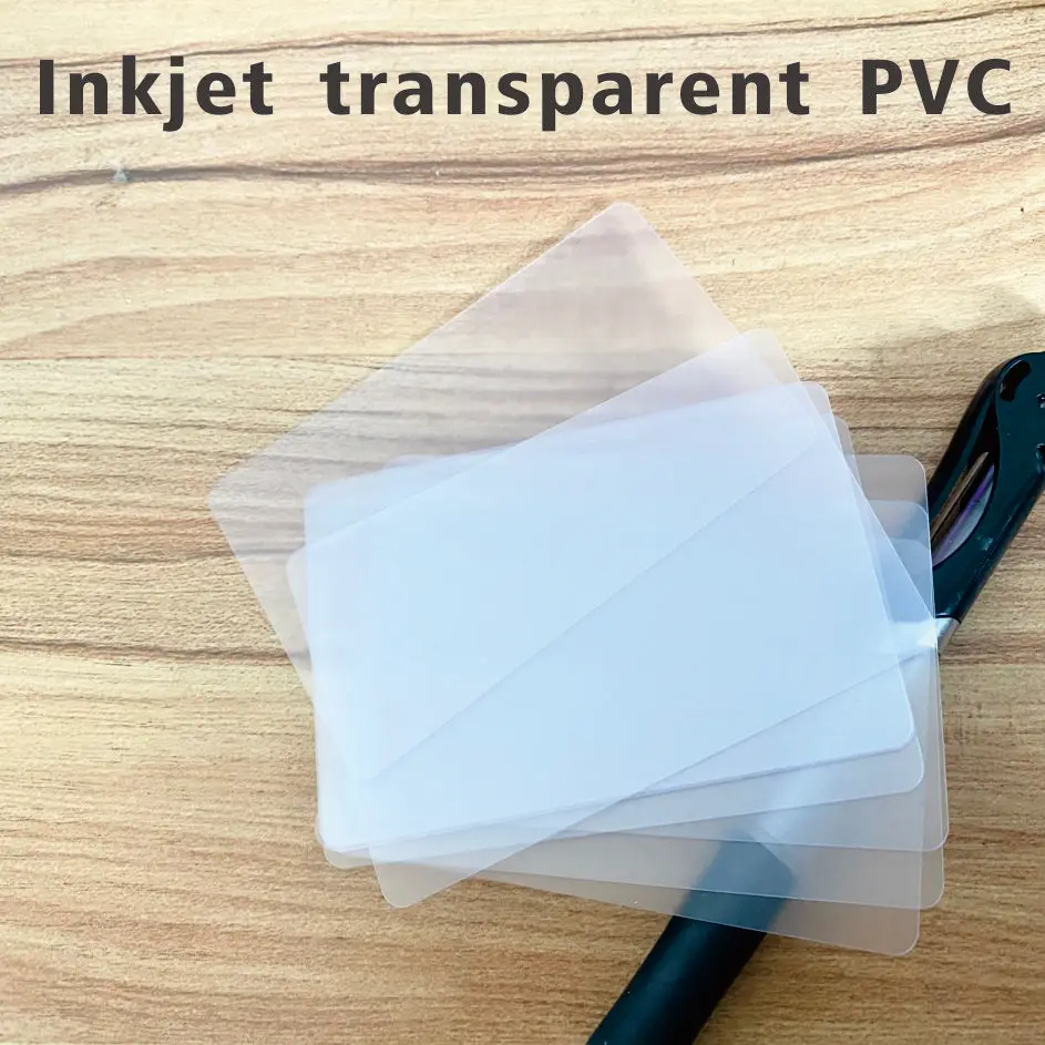 100pcs Printable Inkjet Transparent Blank PVC Card Membership Business ID  Size 86*54mm for Epson or Canon Inkjet Printers