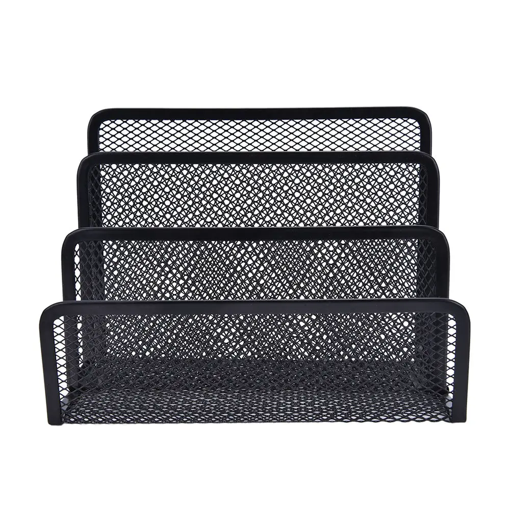 Imagem -06 - Black Metal Mesh Desk Organizer Letter Sorter Mail Tray File Organizer Office Home Bookends Titular do Livro Negócios Desktop