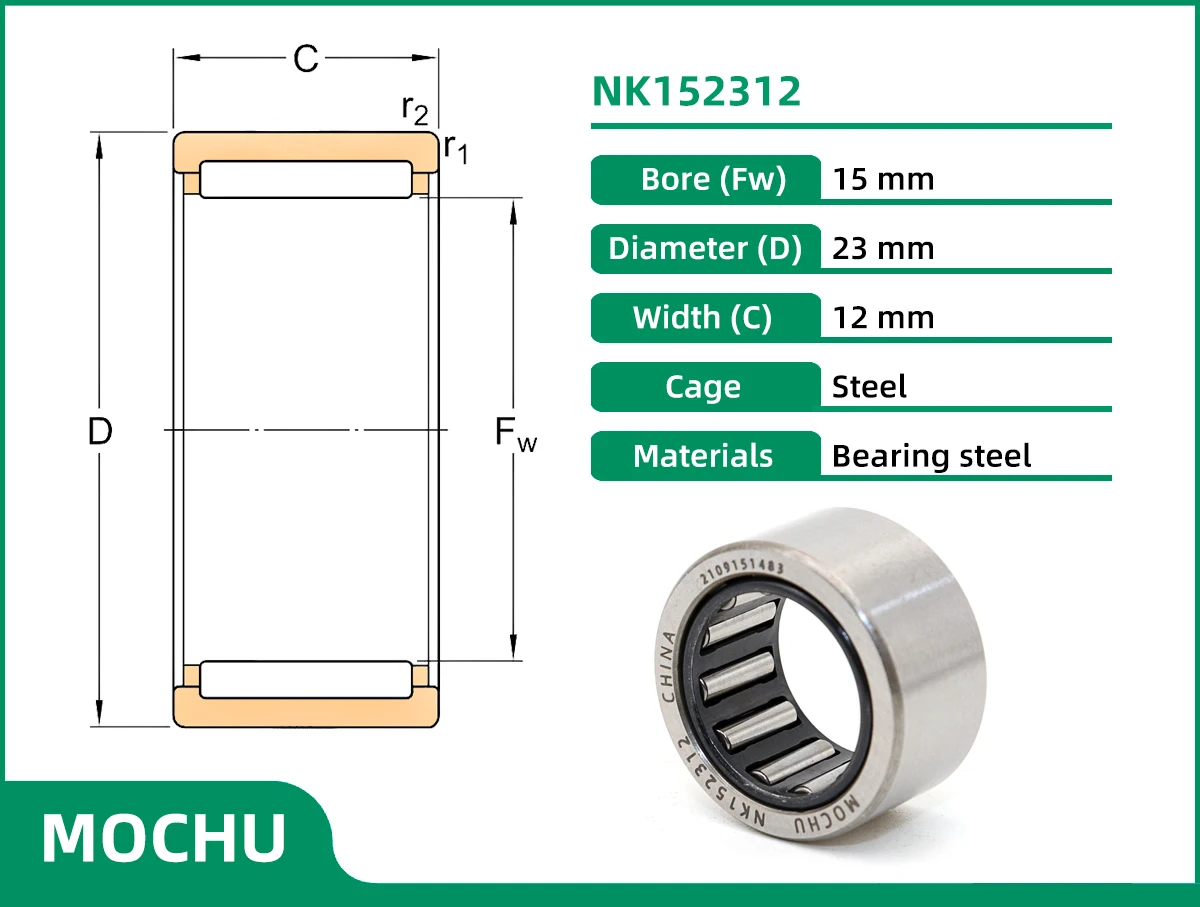 1PCS NK152312 15x23x12 NK1512 NK15/12 MOCHU Needle roller bearings