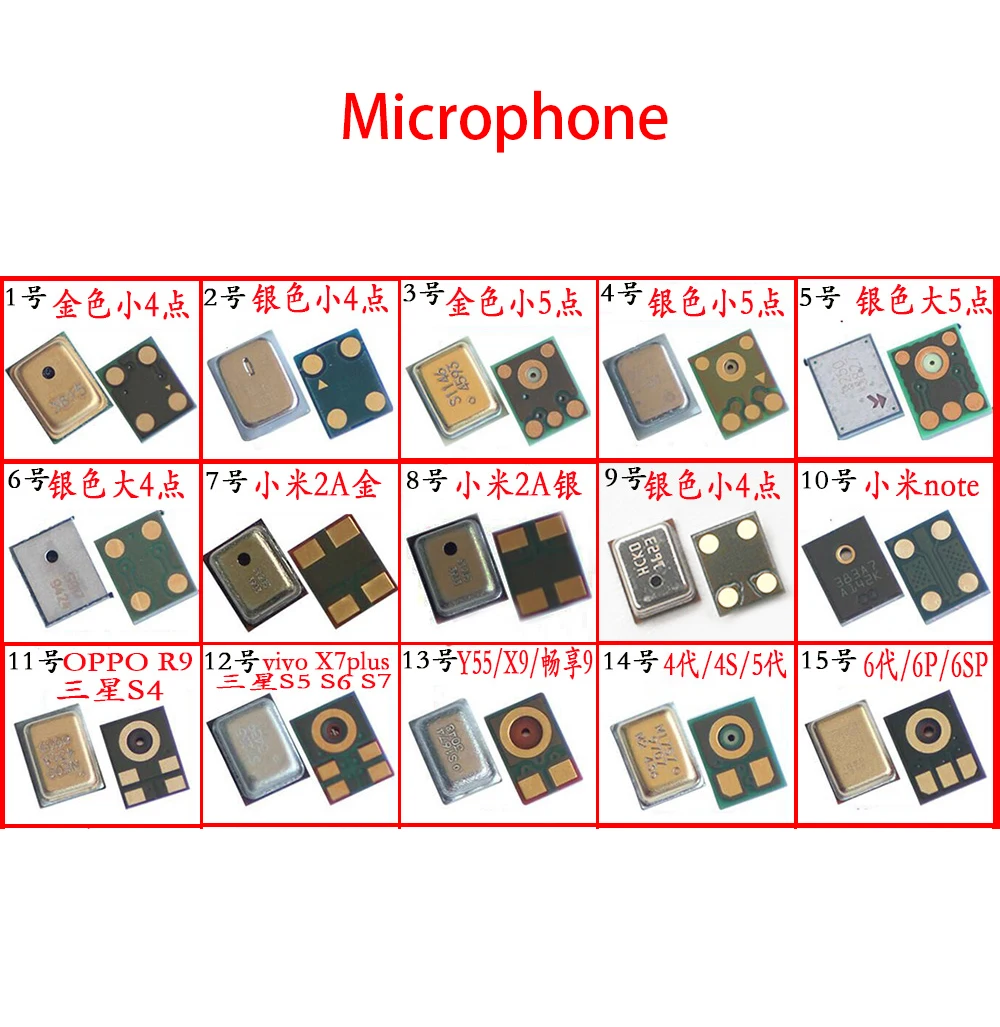 10pcs Inner MIC Speaker Receiver For Huawei Xiaomi IPhone Samsung OPPO VIVO Moto Nokia LG Sony Universal Microphone Transmitter