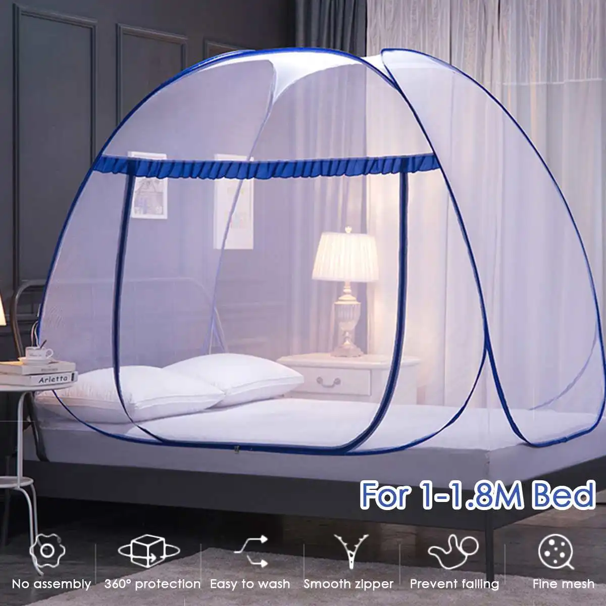 

195/200cm Mosquito Net Canopy With Bracket Bed Tent for Adult Kids Room Decoration Tent Bed Foldable Curtain With Frame Home Bed