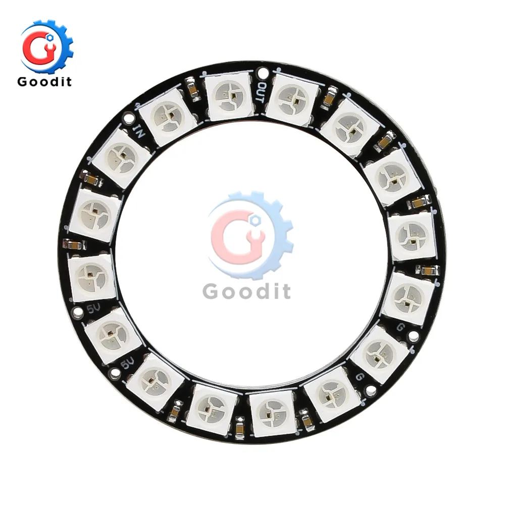 3Pcs LED PCB Board WS2812 RGB 5050 16 bit 1x16 Pixel Panel Matrix Screen WS2812B IC Led Module DC 4-7V