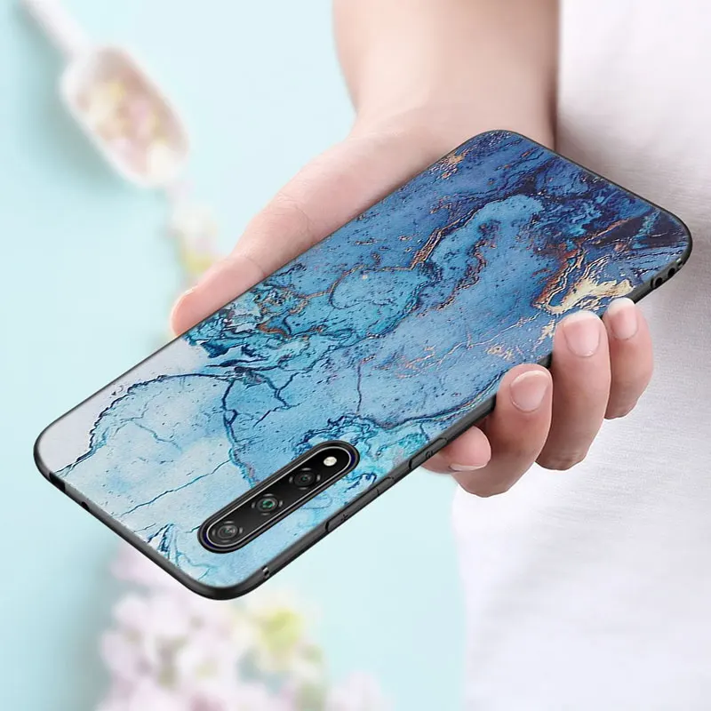 Watercolor Marble Pattern Phone Case For Huawei Y9A Y7A Y9S Y8S Y6S Y5P Y6P Y7P Y8P Y5 Lite Y6 Y7 2018 Y9 Prime 2019 Black Cover