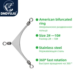 DNDYUJU 10pcs American 3 Way Stainless Steel Fishing Jig Head Swivels Rolling Pole Connector Tackle Swivel Fishing Accessories