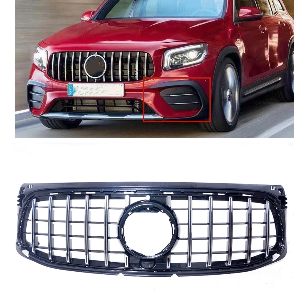 Front Grille Grill For Mercedes Benz GLB-Class X247 2020-2022 GLB250 GT Style Deluxe Models Silver/Black Upper Bumper Hood Mesh