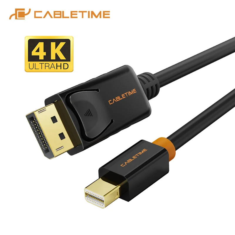 CABLETIME Mini Display Port to Display Port Cable Thunderbolt to DP 4K Cable Mini DisplayPort Cable For Surface Macbook C052