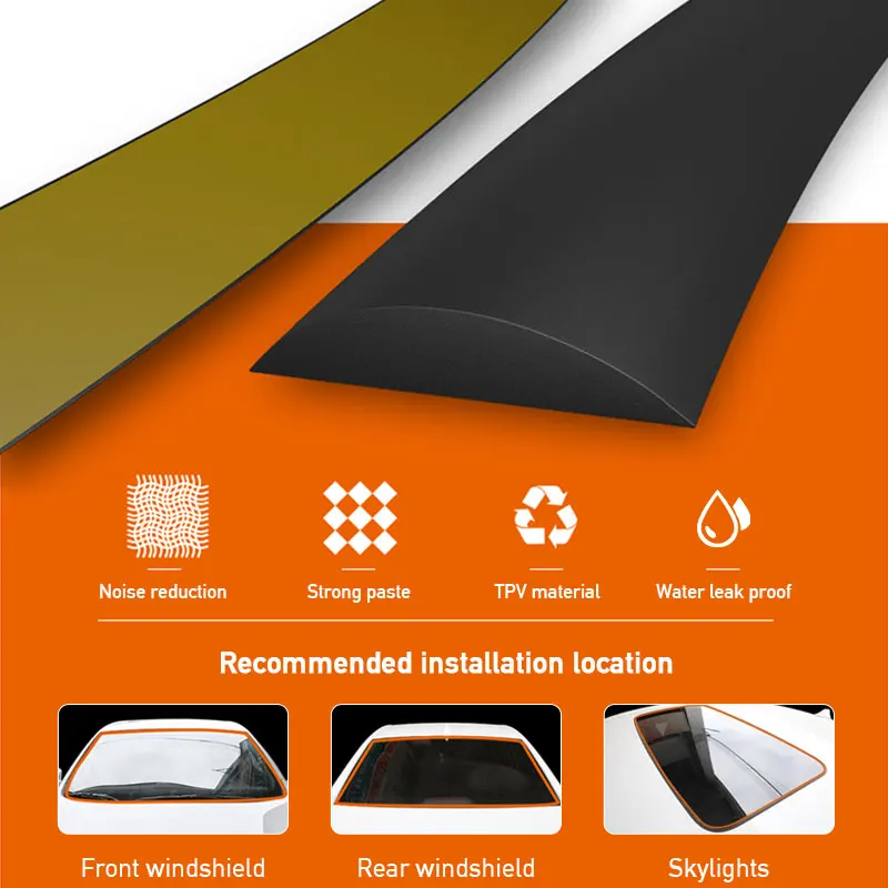 Car Roof Rubber Seal Strip Car Window Rubber Weatherstrip Seal Trim Cover Seal Strip Noise Insulation for Car Accessori Sealants