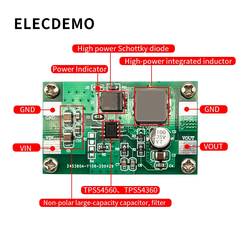 TPS54560/54360 DC switching regulated power supply module wide voltage input 91% efficiency 3.5A/5A current Buck power module