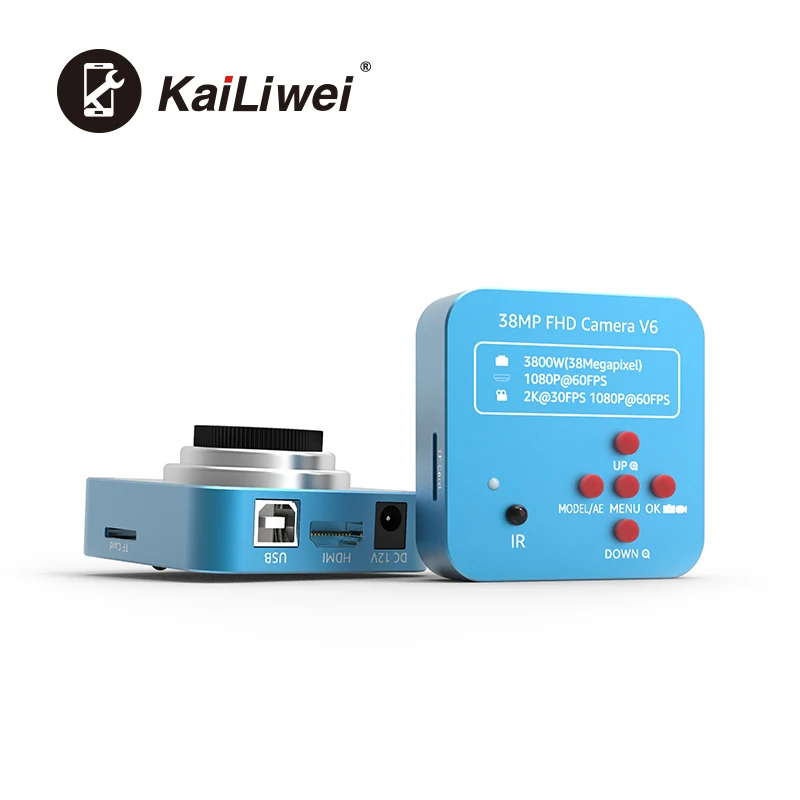 KAILIWEI 7050 Trinocular Stereo 38MP Camera 8Inch Screen HDMI VGA USB Industrial Electronic Video Microscope Soldering Repair