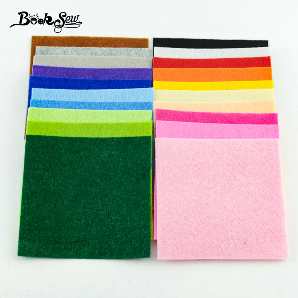 Booksew 15x15CM Handicrafts Different Color  100% Polyester Felt Fabric Dolls Interior Decoration Shoes Materials 1MM Thick