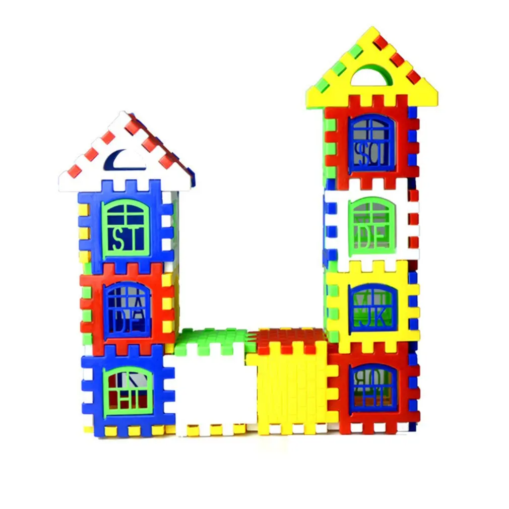 24pcs/lot Interlocking Building Blocks Plastic House Blocks DIY Playset Toy for Children Enlightenment Educational Toy