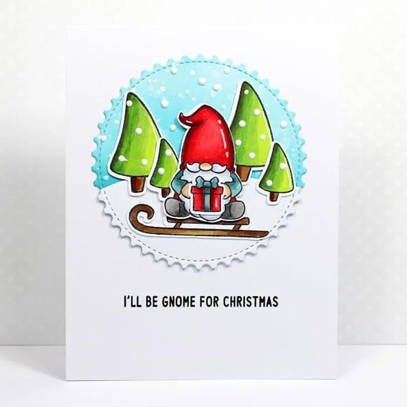 Magical Gnome I'll Be Gnome For Christmas Die Cut+Clear Stamp Gnome+Phrases Metal Cutting Dies+Clear Stamp For Card Making 2019