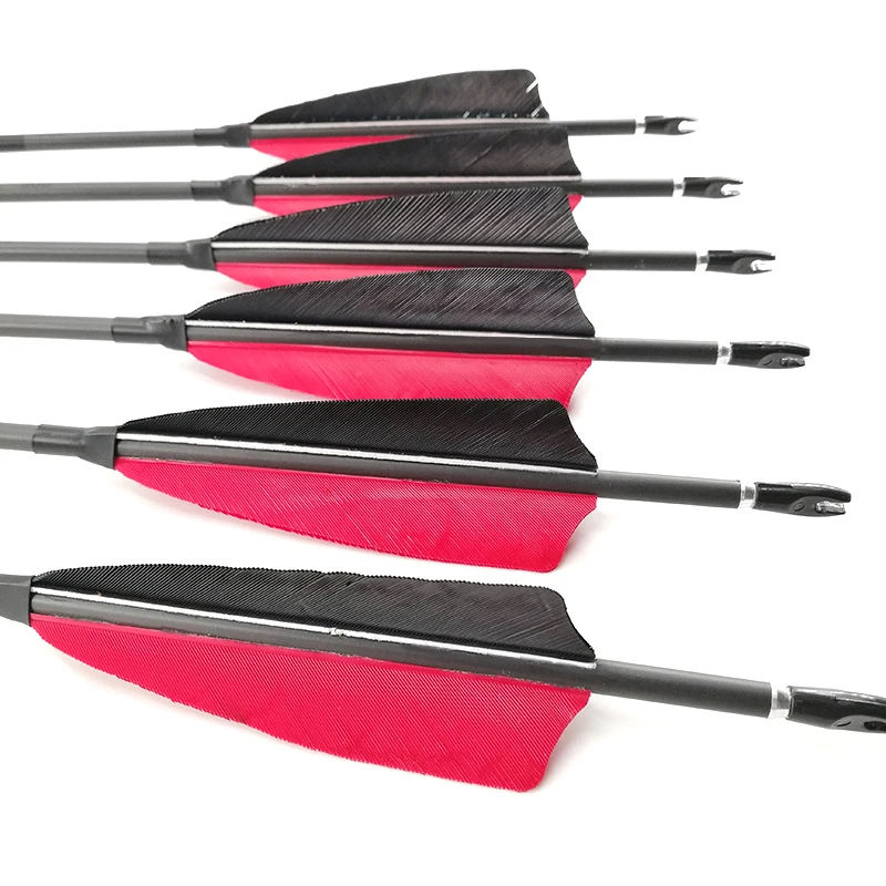 Panahan Karbon Panah Berburu Tulang 500 600 700 800 900 30 Inci Poros Turki Baling-Baling Recurve Busur Longbow Menembak 6/12PCS