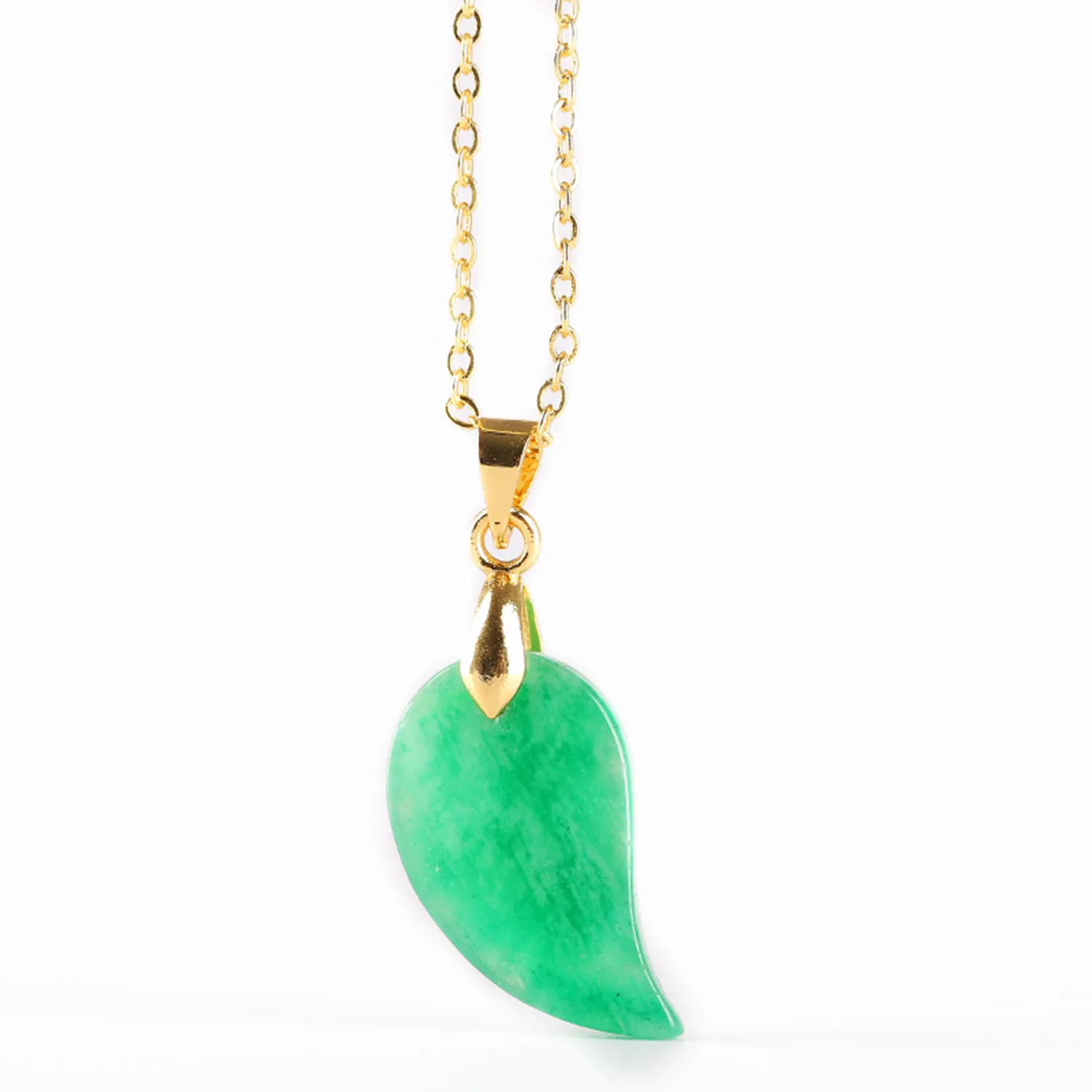 

Koraba Root of Life Necklace Pendant Natural Green Jade Gem Cashew Nut Pendant Necklace for Women