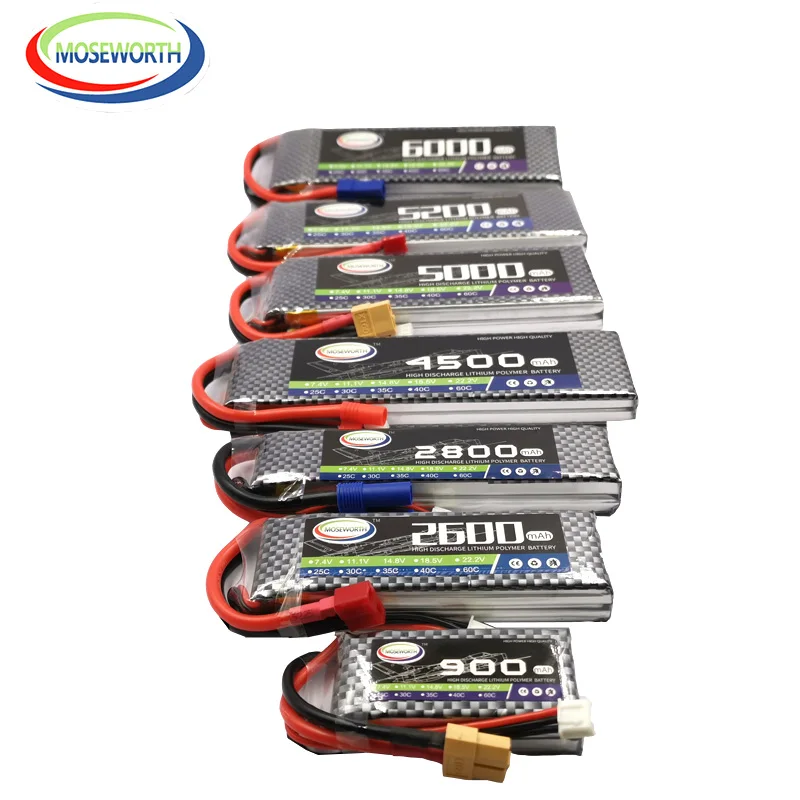 2S 7.4V 1300 1800 2200 3000 3800 4200 4500 5200 6000mAh 30C 40C 60C Toys LiPo Battery For RC Airplane Helicopter Drone Car