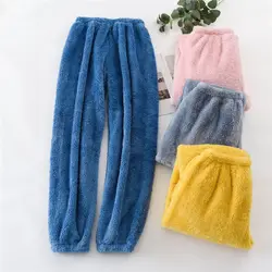 Women Winter Warm Fleece Pants Elastic Waist Teddy Fleece Leggings Autumn Home Wear Large Size Fuzzy Sweatpant