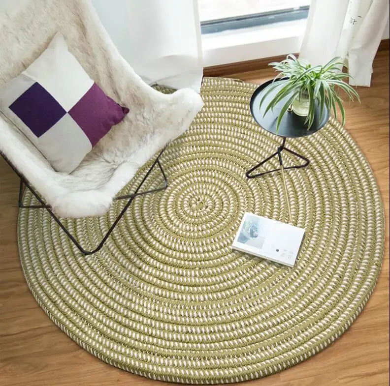 Thicken Woven Round Computer Cushion Carpets For Living Room Bedroom Rug Study room Tatami Carpet Household Mat Home Decoration