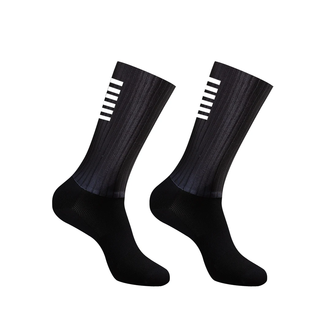 YKYWBIKE Anti Slip Silikon Aero Socken Whiteline Radfahren Socken Männer Fahrrad Sport Laufen Fahrrad Socken