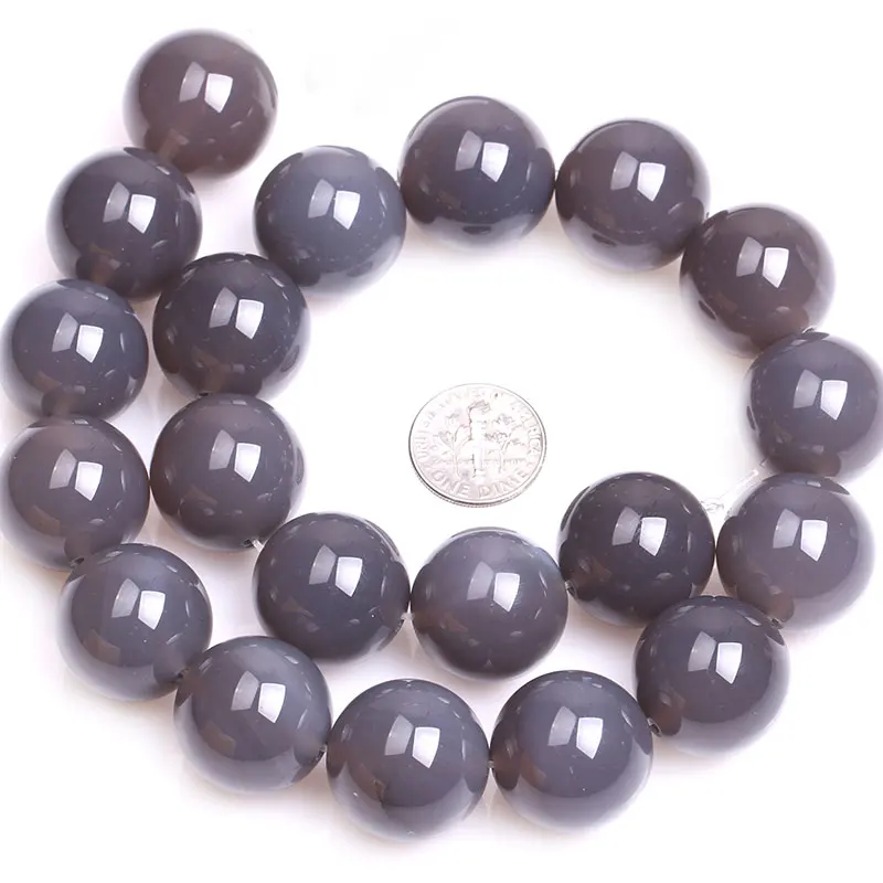 Natural Stone Gray Grey Agates Round Loose Beads For Jewelry Making Strand 15\