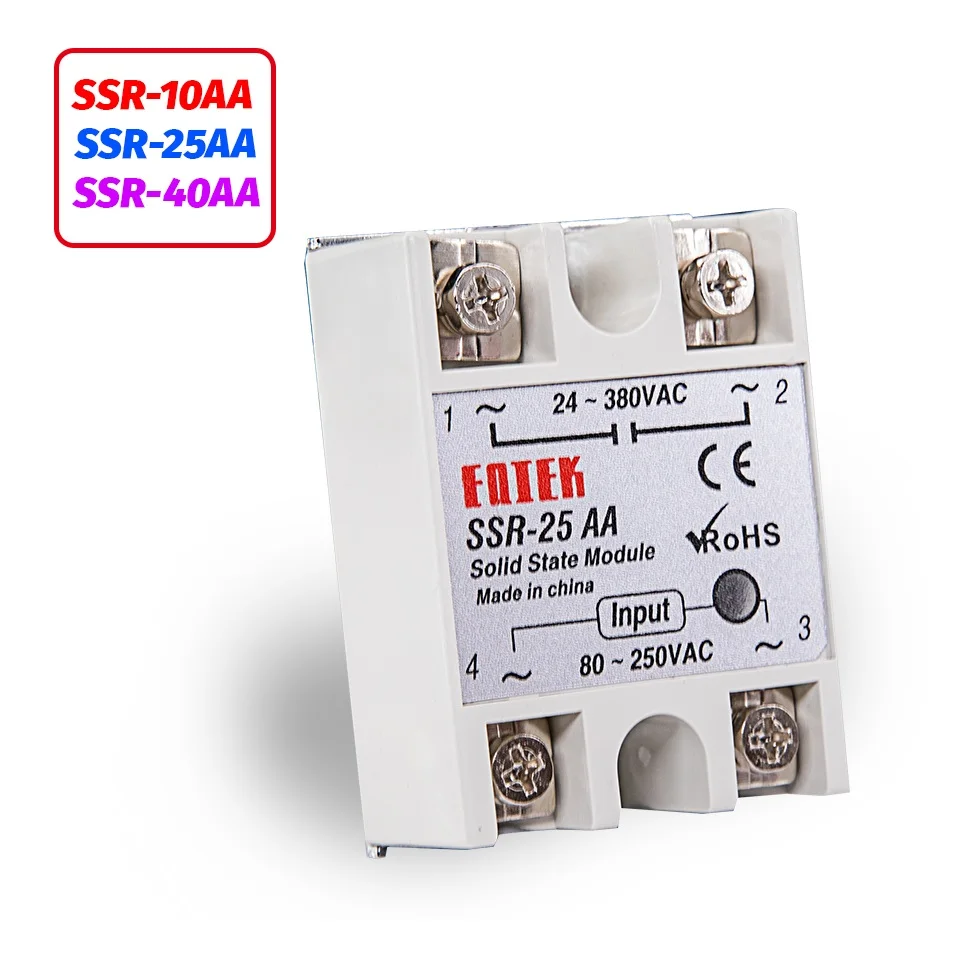 AC-AC Single Phase Solid State Relay 10A 25A 40A 60A SSR Module SSR 10AA 25AA 40AA 60AA 80-250V AC 220V To 24-380V AC