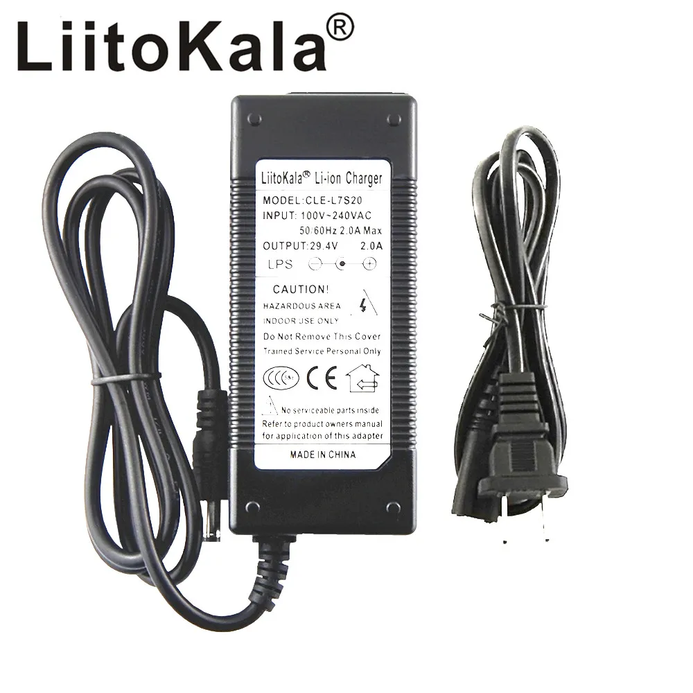 LiitoKala – Batterie en lithium 18650 pour vélo électrique, prise de chargeur, connecteur de haute qualité, pack de 24V et 2A