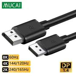 DisplayPort 1.4 kabel 8K 4K HDR 165Hz 60Hz Port wyświetlacza Adapter do komputera wideo Laptop TV DP szybki Port wyświetlacza 32.4 gb/s