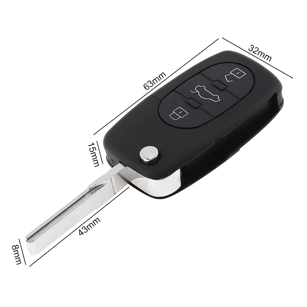 Keyless Uncut Flip Remote Key Fob with ID48 Chip 4D0837231K Fit for Audi-A3 1999-2002 / A4 1998-2001 / A6 2002-2005 / A8 2002