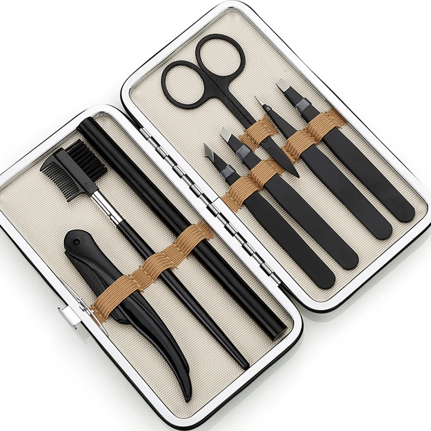 8Pcs/set Makeup Tools Eyebbrow Trimming Set Portable Eyebrow Shaver Eyebrow Trimmer Scissors Eye Brow Comb Facial Care Tools