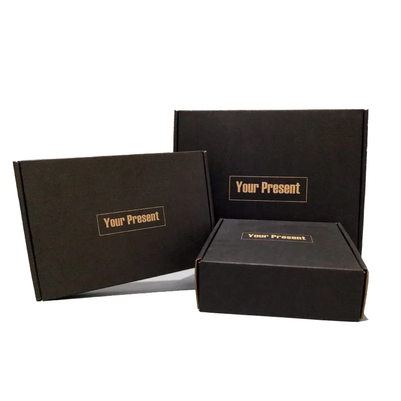 10Pcs Black Kraft Paper Box Your Present Gift Box 3-layer Corrugated Boxes Paper Packaging Carton Large Box Mailers 5 Sizes