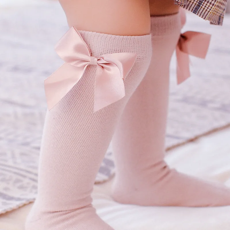 Baby Girls Knee High Socks Autumn Spring Toddlers Cotton Children Princess Sock Solid Kids Long Socken For 1-6Years